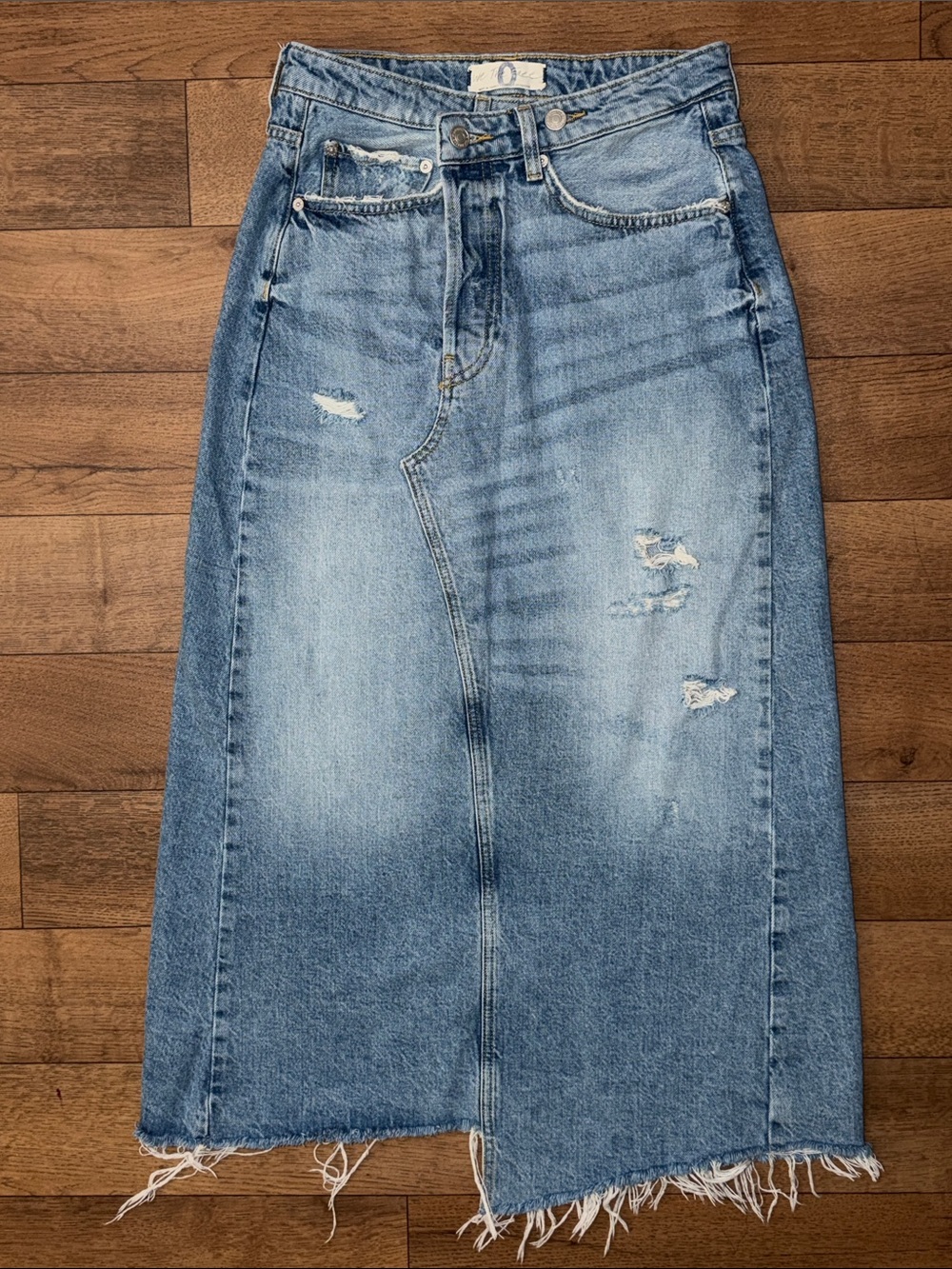We The Free Size 0 Midi Skirt Asymmetrical Button Fly 100% Cotton Free People FP